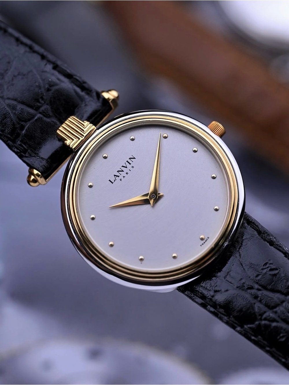 Lanvin WatchVacheron Constantin Gold-Tone Dial Black Leather